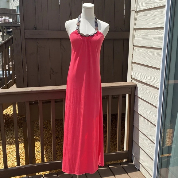 🌸 Halter maxi dress pink size small - Picture 3 of 11